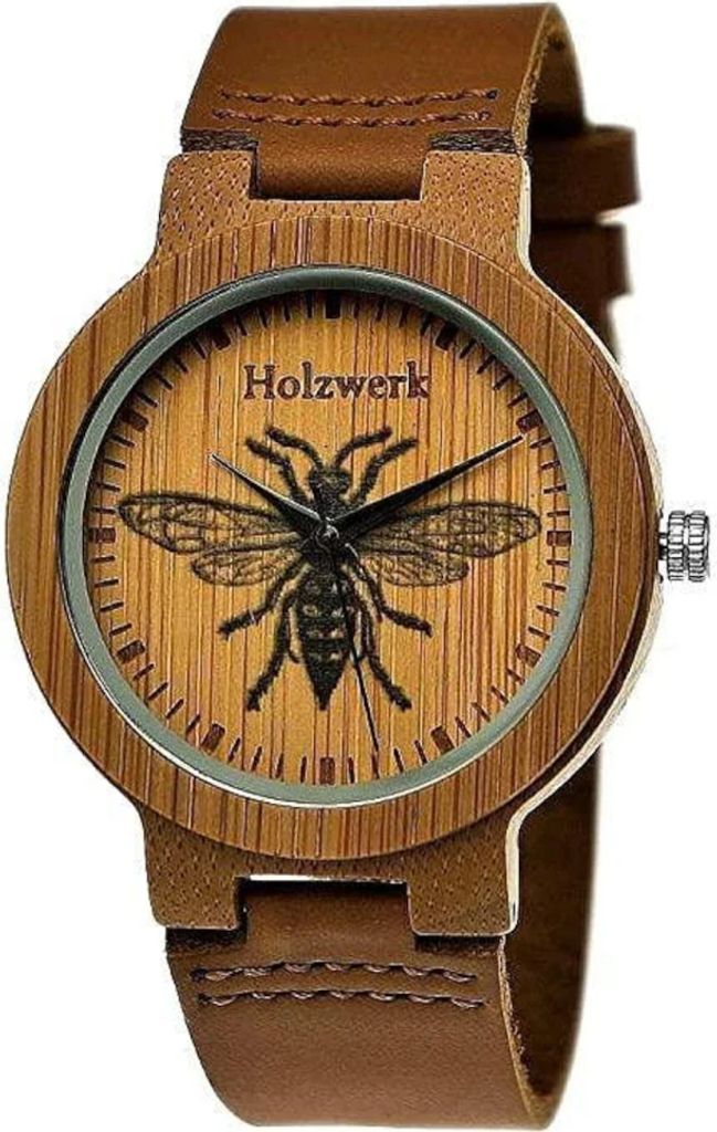 Holzwerk MY BEE Damen & Herren Holz Uhr mit Leder Armband & Produktbild 