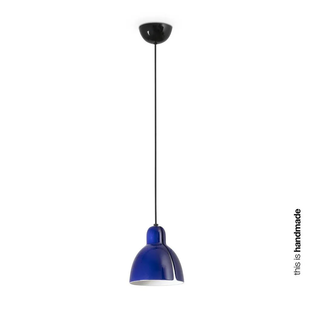 Suspension VENICE E27 15W en acier et céramique noir brillant Ø19.8cm