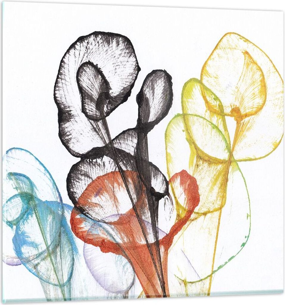 Bilder auf glas - Einteilig - Blumen Abstraktion Surrealismus - 70x70cm - Glasbilder - Wandbilder - Bilder - Wanddekoration aus Glas - Glas Bilder ...