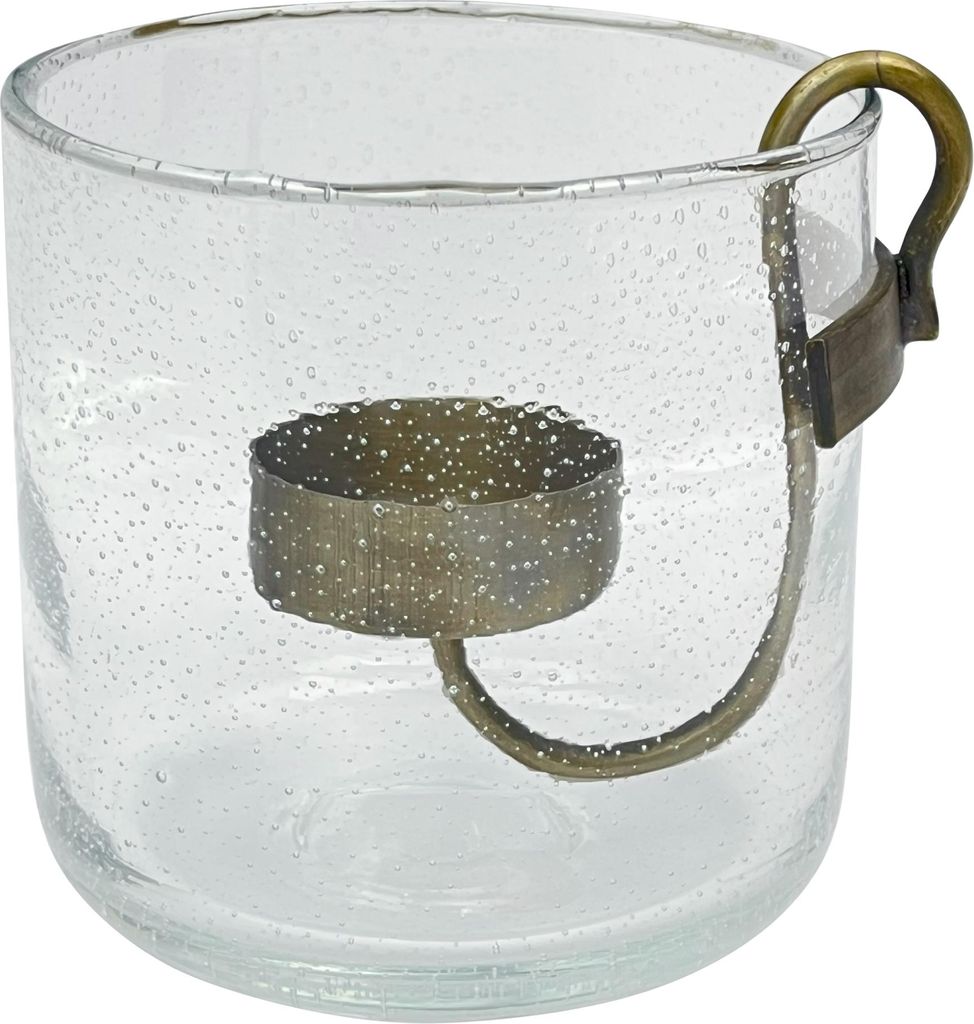Kerzenhalter aus Glas & Metall, in Ø 9,5 cm zum Befüllen