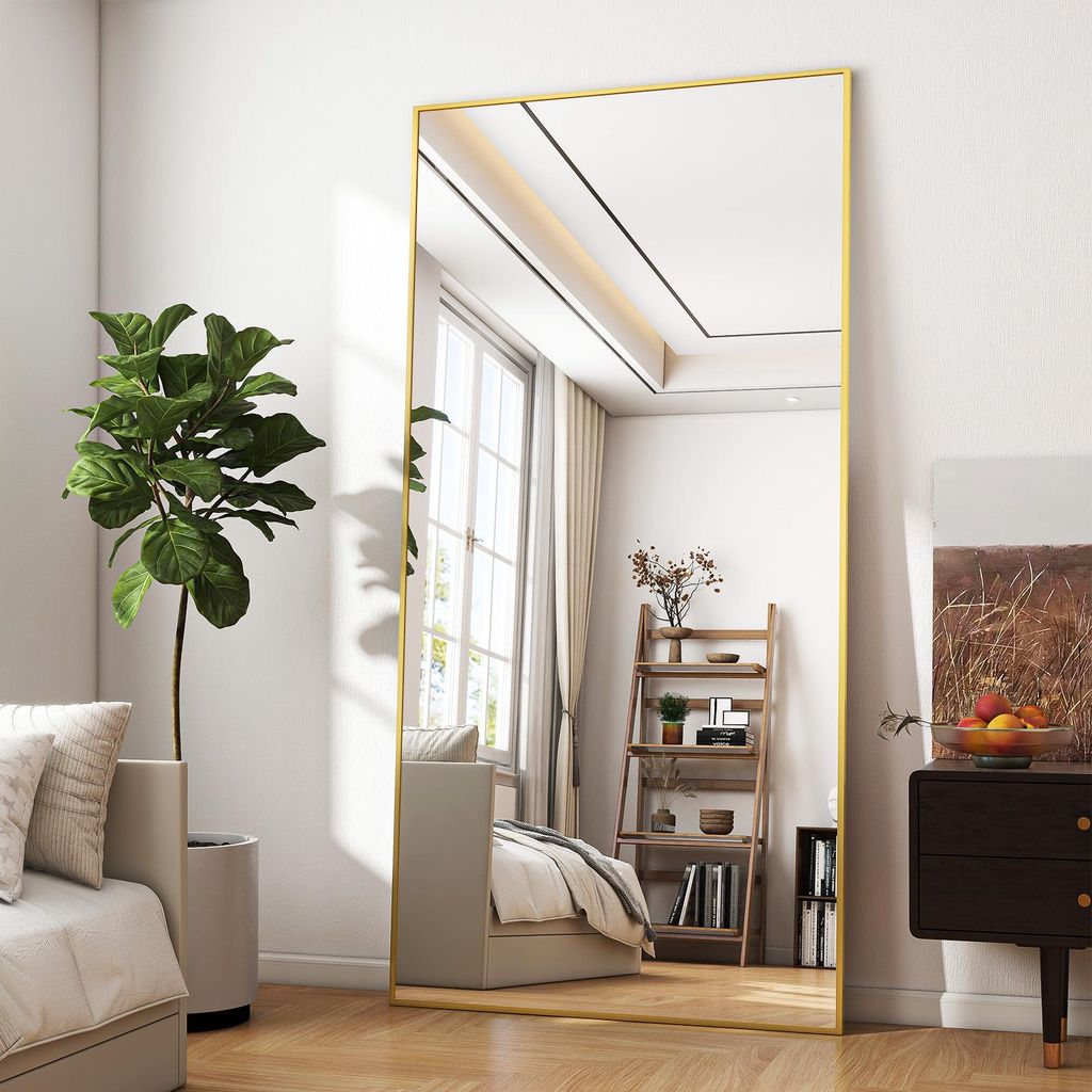 Koonmi Ganzkörperspiegel 171 x 76 cm Gold, Aluminiumrahmen Produktbild 