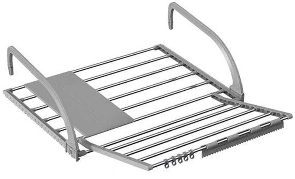 Grau schwenkbarer Radiatordroger, für den Balkon und die Wand, 59 x 38 cm, günstiger Balkondroger
