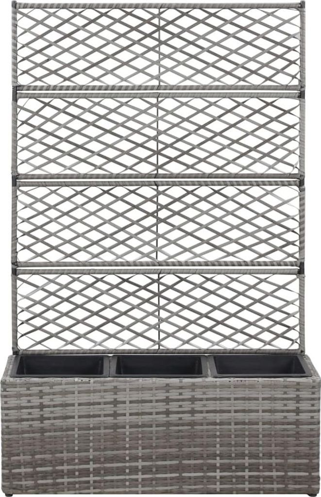 vidaXL Zvýšený záhon s mřížkou 3 květináče 83×30×130cm Poly Obrázek produktu 