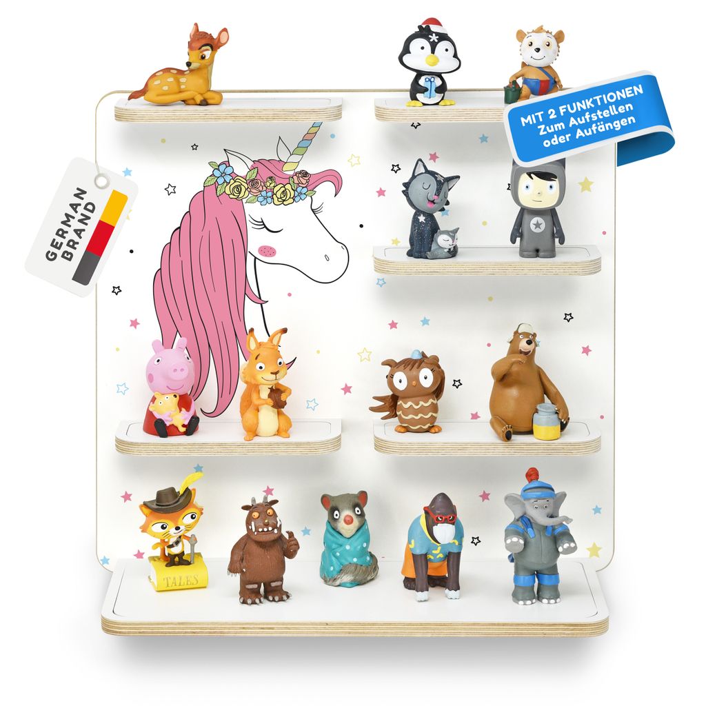 Einhorn - stadtecken Erweiterungsregal für Toniebox & Figuren – Wandregal – Ordnung & Aufbewahrung für Tonie-Hörfiguren
