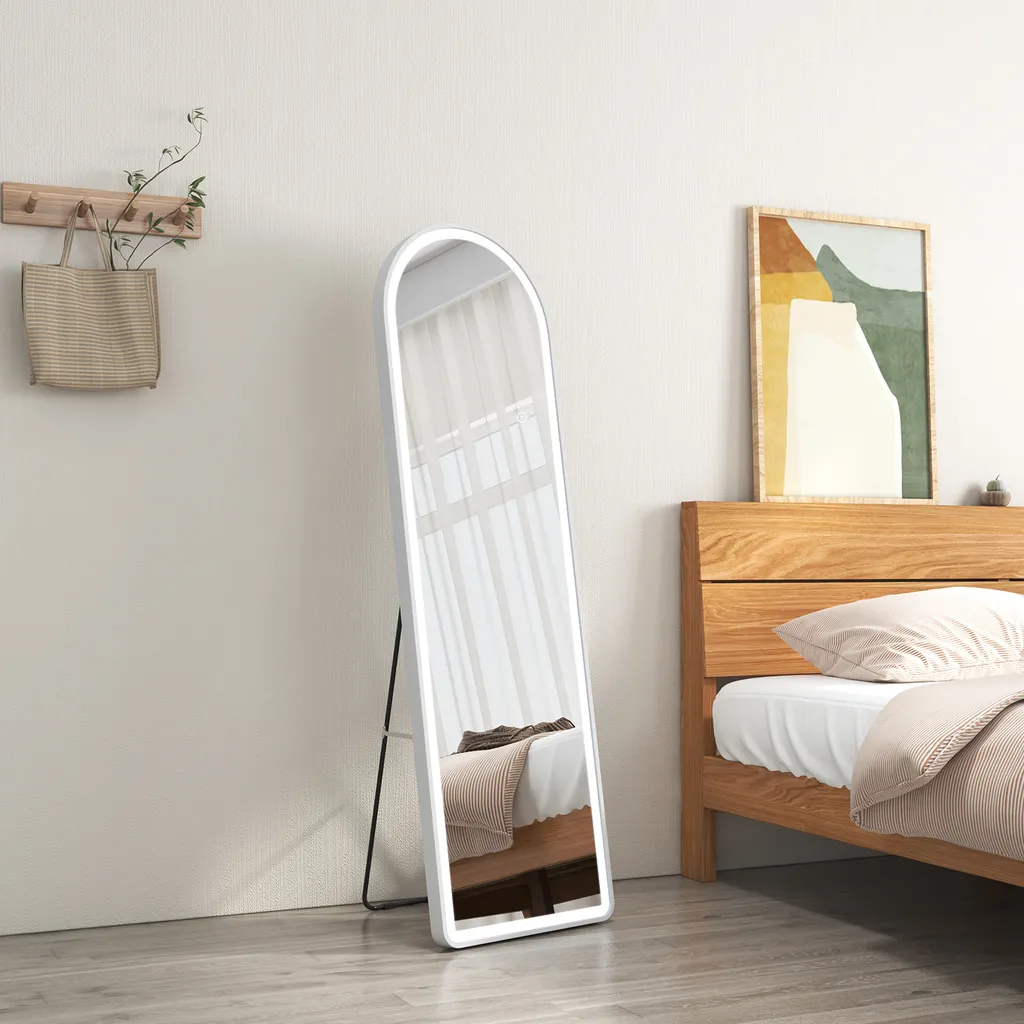 Specchio LED EMKE 147x45cm | Specchio da Terra Figura Intera Bianco