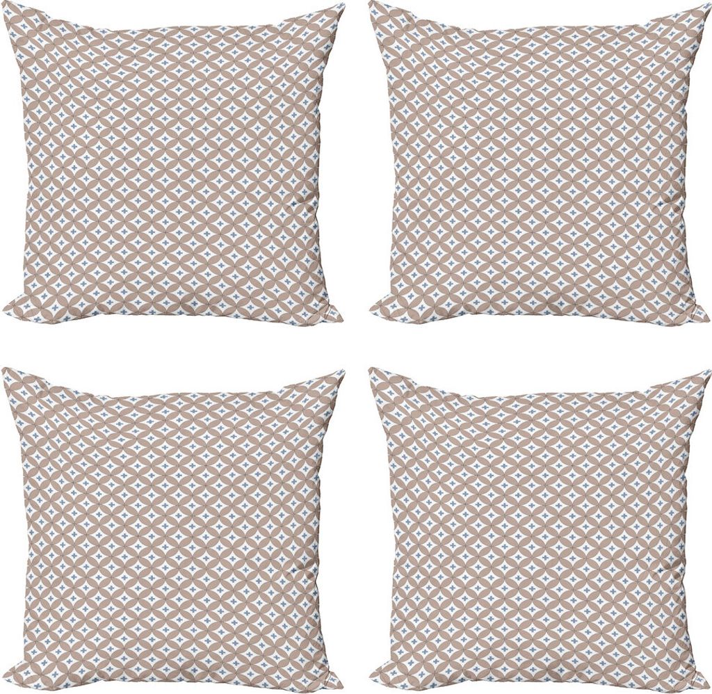 ABAKUHAUS Geometrisch Kissenbezug Set (4 Stück), Kreise plus Zeichen, Moderner Doppelseitiger Digitaldruck, 60 cm x 60 cm, Getrocknete Rosen-Schie...
