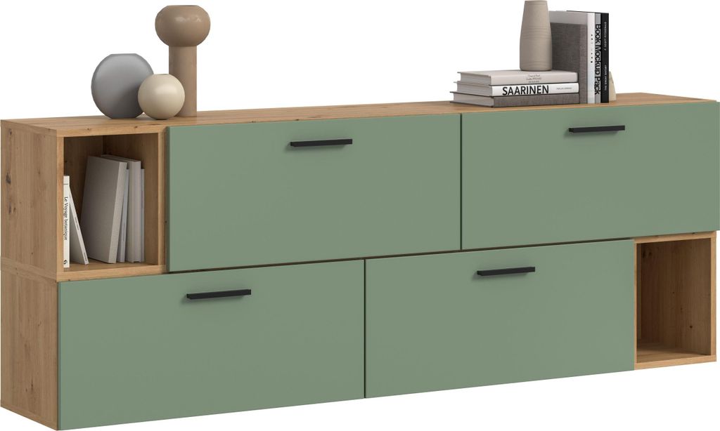 xonox.home Wohnkombination The One Artisan Oak Nachbildung/ Smoke Green Nachbildung B/H/T: 176x97x34 cm