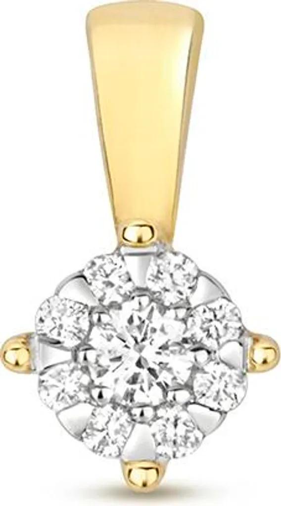 Pendentif Diamant 0.08 Carat et Or Jaune 9K - Dimensions 10mm x 6mm G-I