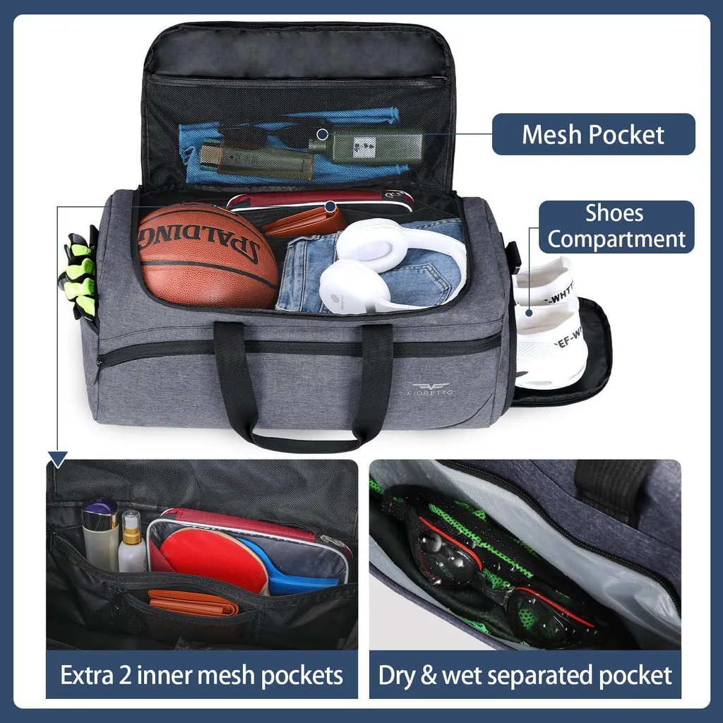 Sac de sport étanche avec compartiment humide et chaussures - 35L