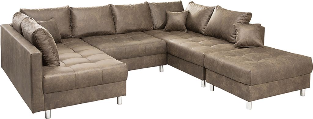 Moderne XXL Wohnlandschaft KENT 305cm taupe Federkern inkl. Produktbild 