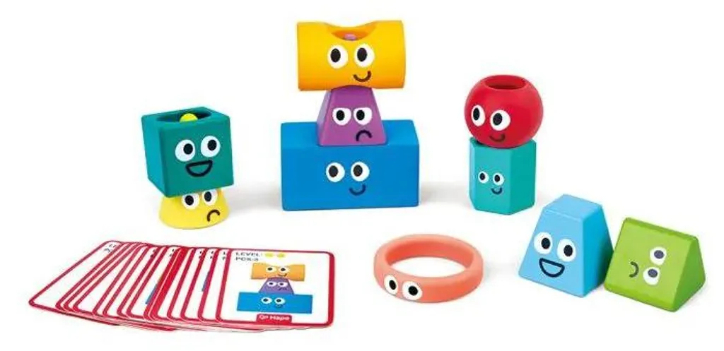 Jeu de Construction Montessori Hape : Cubes en Bois à Empiler 12 Mois