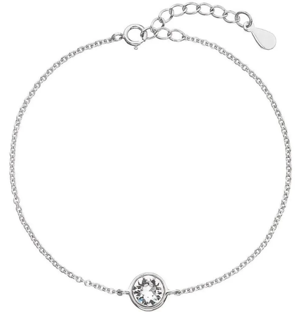 Bracelet ajustable en argent rhodié orné de cristaux Preciosa 33113.1