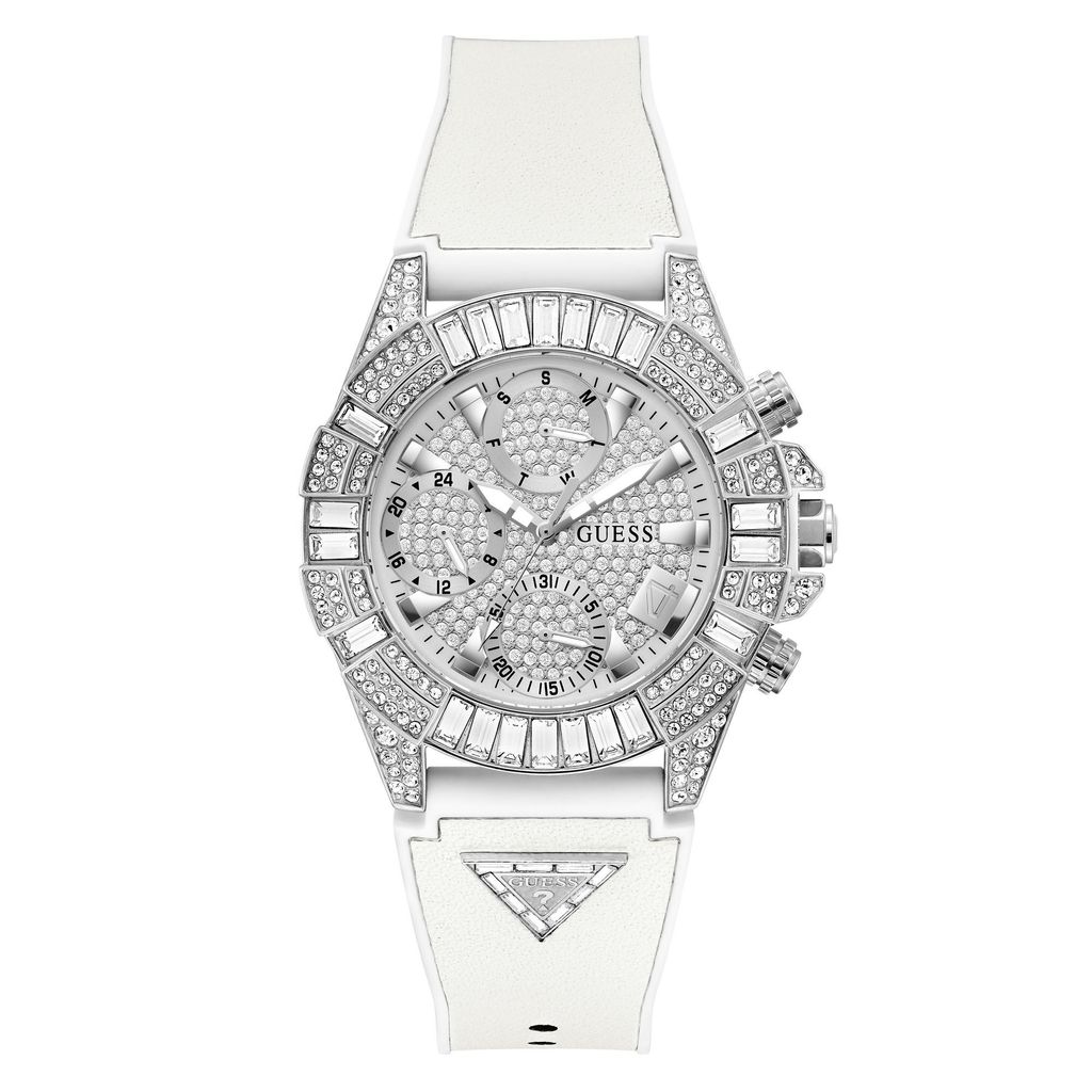 GUESS Damen Multifunktionsuhr 40th Anniversary Special Edition Weiß Silber GW0814L2