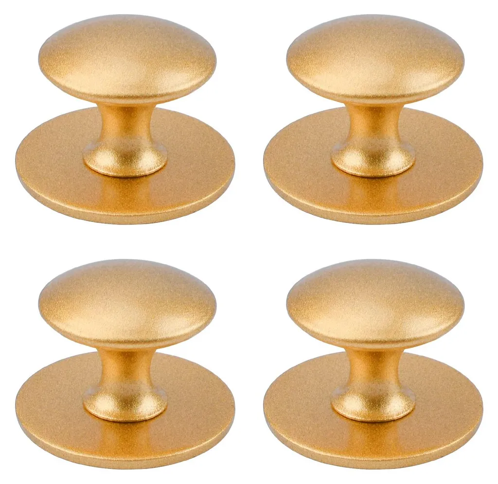 Lot de 4 boutons autocollants en acier inoxydable or mat pour armoires