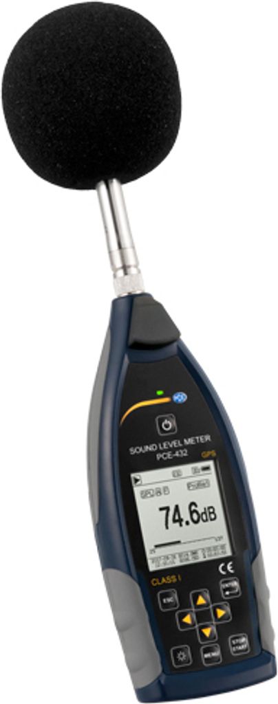 Schallpegelmessgerät mit GPS PCE-432 Klasse 1 Oktavbandfilter|A,B,C,Z & Fast,Slow,Impuls Bewertung|Datenlogger|USB
