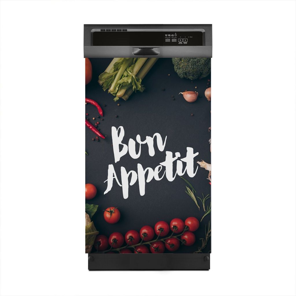 Aufkleber sticker 45x70 cm Dekorative folie Spülmaschine - Bon appetit Inschrift Gemüse