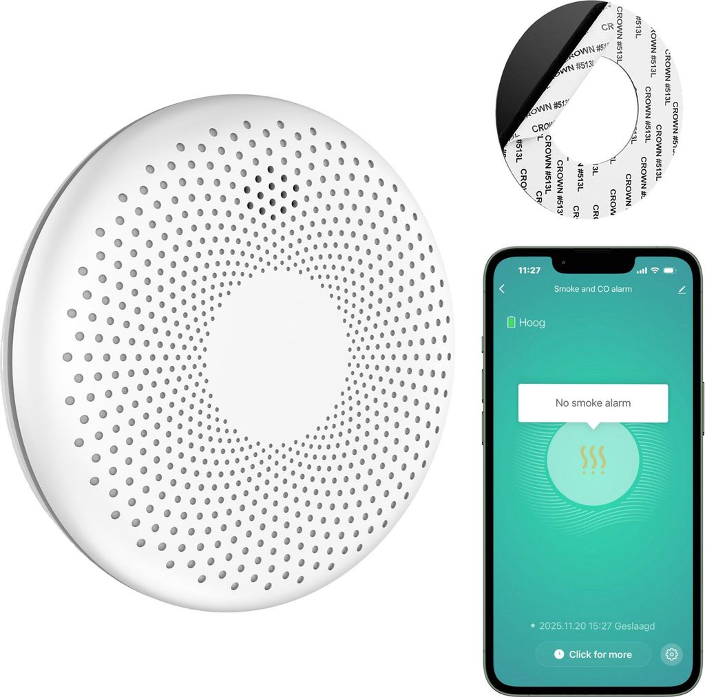 SAVS CS11W Kombinierter Rauch und CO Melder WLAN – 10 Jahre Batterie – Smart WiFi kompatibel mit Tuya App – Montage ohne Bohren