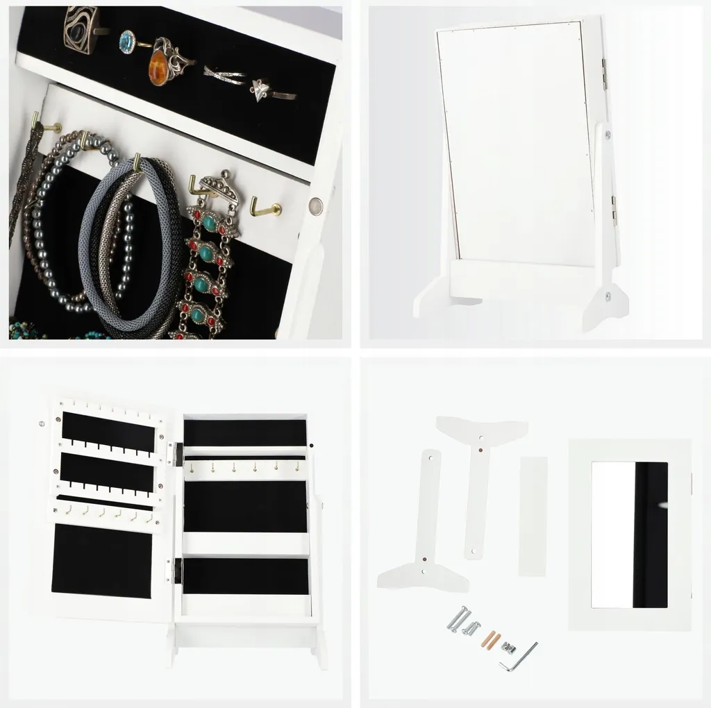 Petit coffret à bijoux vertical en bois avec compartiments modulables - 4