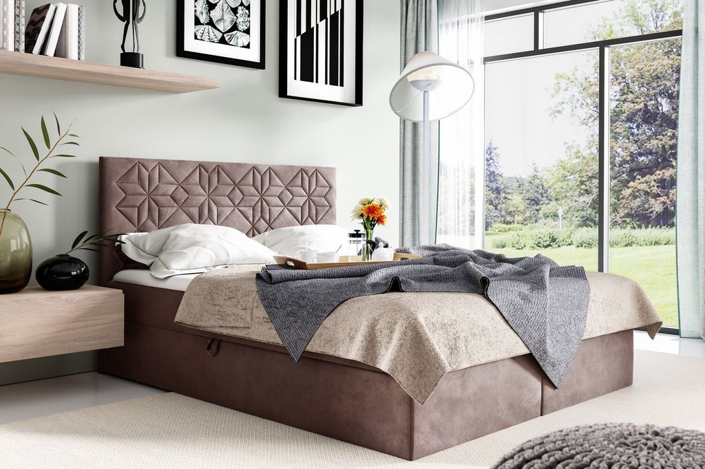 Doppelbett KVETA – 180 x 200 cm, braun, 2 Matratzen + GRATIS Matratzenauflage