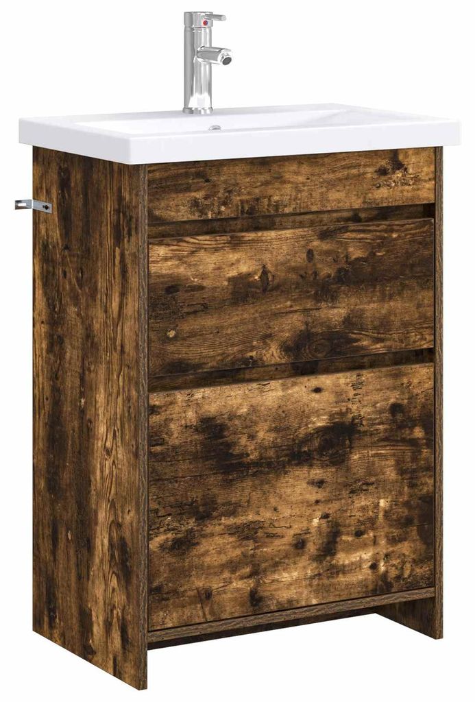 vidaXL Badezimmermöbel-Set Geräucherte Eiche 61 x 40 x 84,5 cm