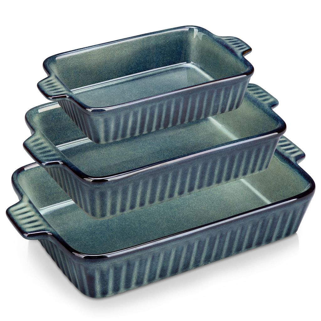3-tlg Auflaufform Set, Steingut Ofenform mit Griffen, Produktbild 