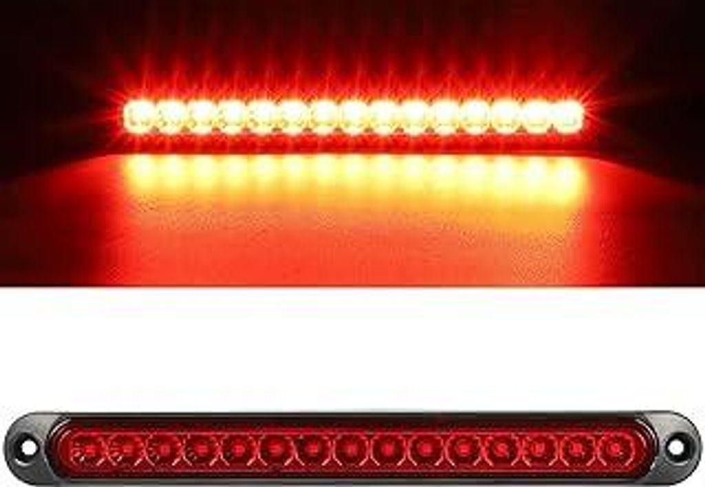 Greluma 1 Stück DC 12–24V,15 LEDs,Anhänger Brems Rücklichtleiste,wasserdicht,Stopp/BlinkerRücklichter,Lauflichter,Identifikationslicht für O...