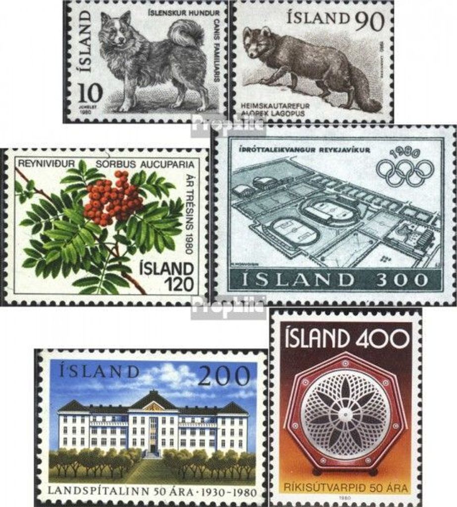 Briefmarken Island 1980 Mi 550-551,554,555,561,562 (kompl.Ausg.) postfrisch Tiere