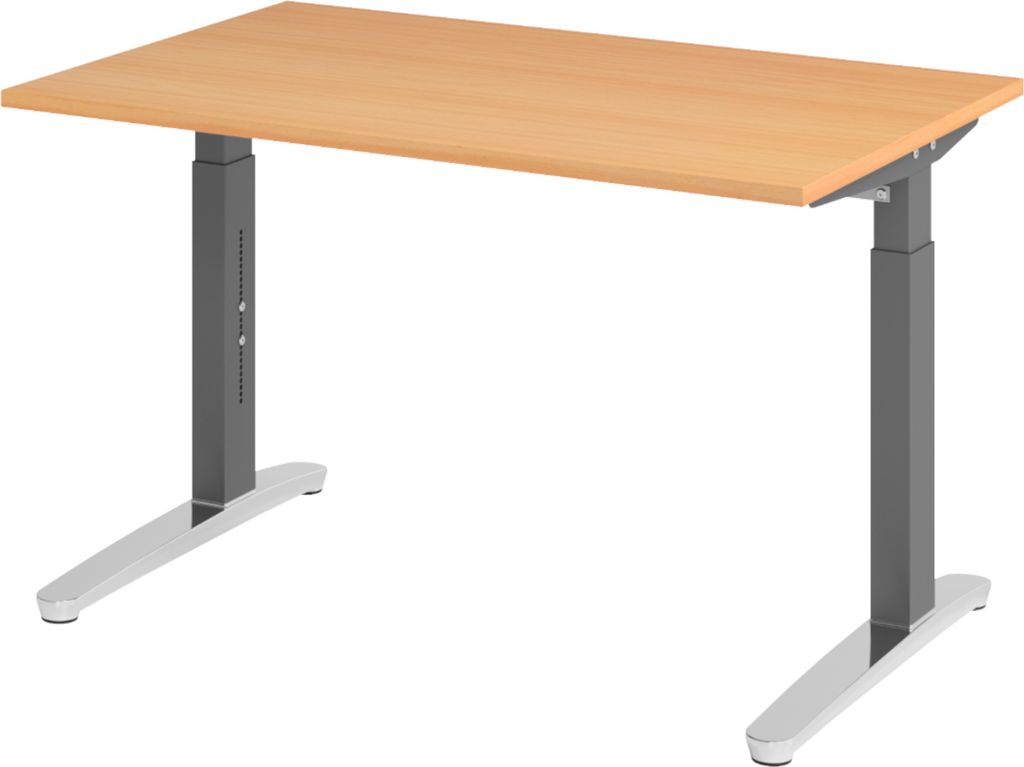 bümö Schreibtisch Serie-XB - Nachbildung: Buche, Größe: 120 x 80 cm, Gestell: Graphit/Alu poliert