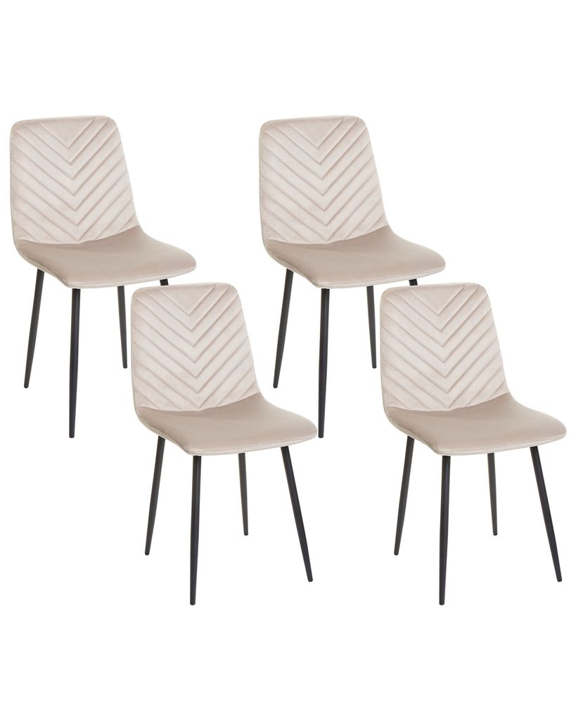 BELIANI Esszimmerstühle 4er Set Beige aus Samtstoff mit Produktbild 