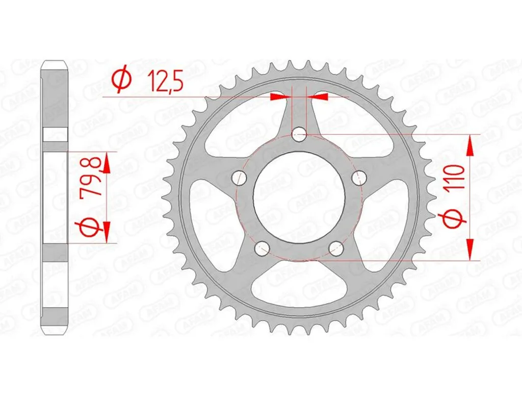 Corona AFAM 86600-48 Acciaio 530 48T | Ricambio Moto Professionale Argento - 1