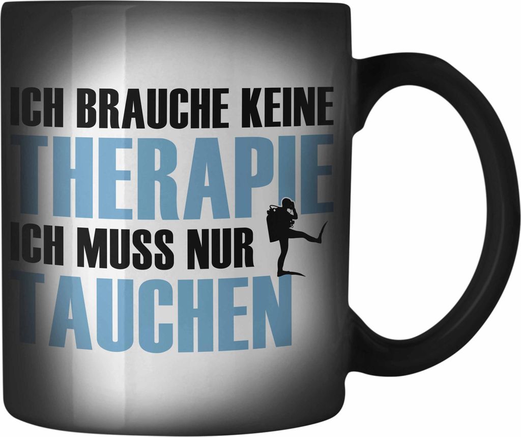 Trendation - Taucher Farbwechsel Zauber-Tasse Geschenk Karabiner Farbwechsel Zauber-Tasse Edelstahl Geschenkidee Männer Tauchen Evolution Grafik T...
