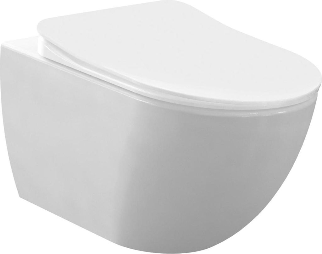 Creavit RIMOFF Hänge WC mattweiß mit Bidetfunktion Edelstahldüse antibakteriell Inox Kaltwasser