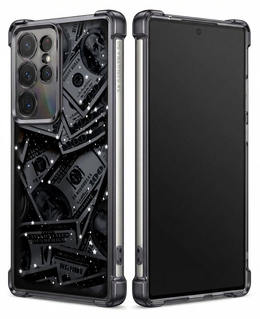 Personalisierte Hülle mit Bild für Samsung Galaxy S22 Ultra Elektroplattiert TPU Stoßdämpfer Handyhülle mit Geldmuster mit Glitzer