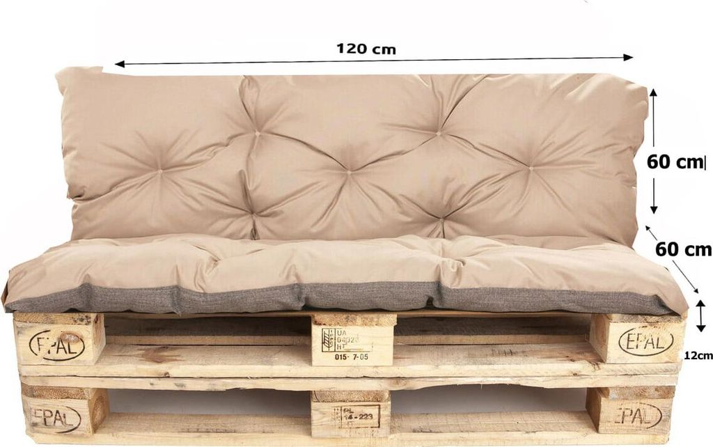 Palettenkissen set 120x60x60cm, Palettenkissen Beige, Produktbild 