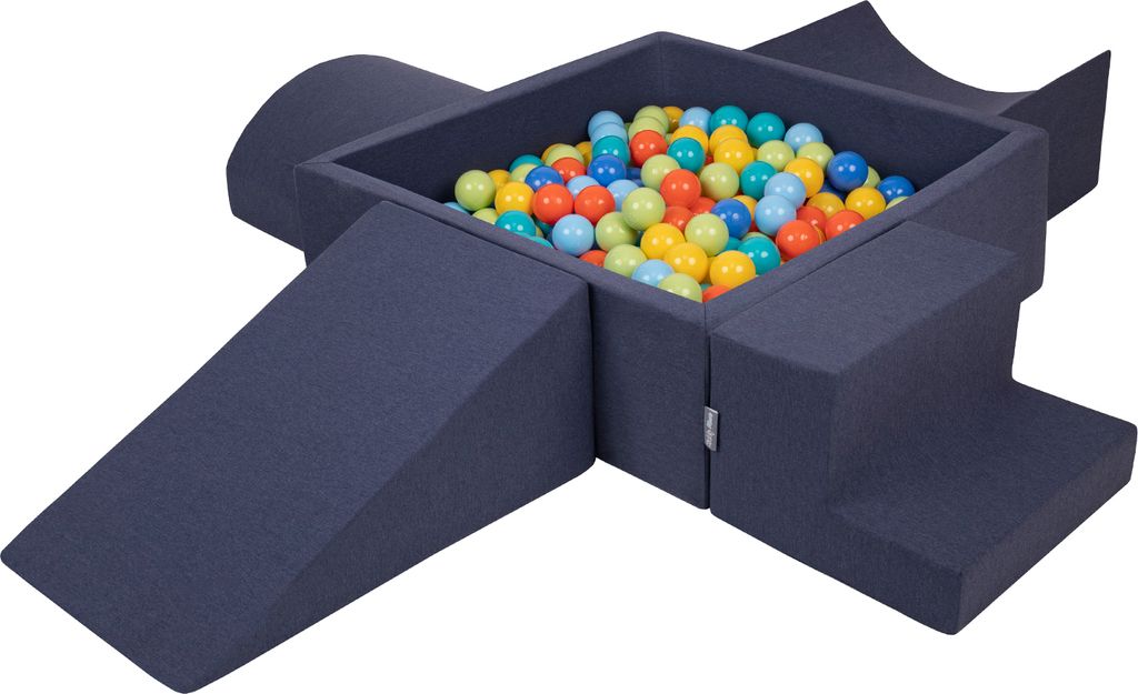 KiddyMoon Spielplatz Aus Schaumstoff Mit 200 Bälle ∅7cm Hindernisläufen Version 5 Quadrat Bällepool Mit Bunten Bällen Für Babys Und Kinder