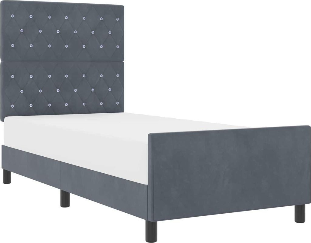 vidaXL Boxspringbett mit Kopfteil Dunkelgrau 90 x 190 cm Samt
