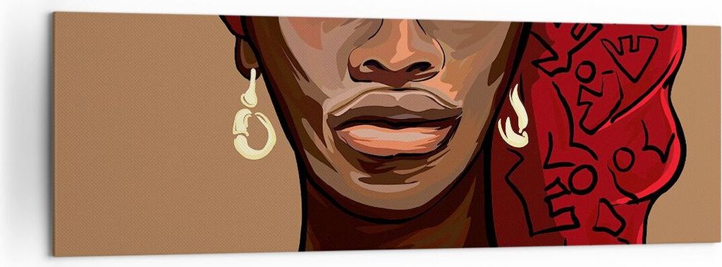 Bild auf Leinwand - Leinwandbild - eine frau afrika - 160x50cm - Wand Bild - Wanddeko - Wandbilder - Leinwanddruck - Bilder - Kunstdruck - Wanddeko...