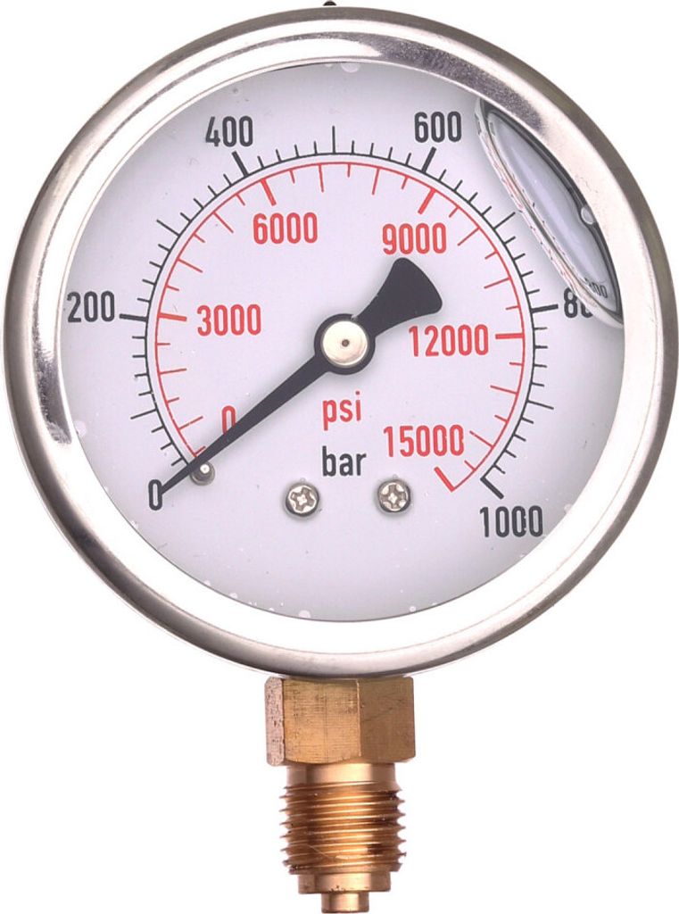 Manometro, 0-1000 bar con attacco inferiore da 1/4" (con Immagine del prodotto 