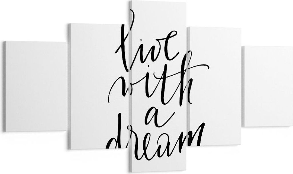 Bild auf Leinwand - Leinwandbild - 5 Teile - Handschriftlich Live Ein Traum - 125x70cm - Wand Bild - Wanddeko - Wandbilder - Leinwanddruck - Bilder...