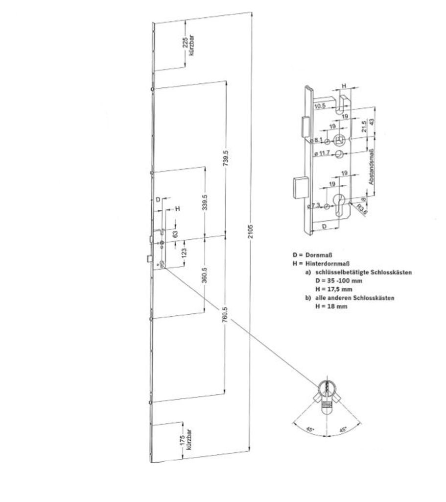 Winkhaus Türverschluss STV F1660/35/92/8  4 Rollzapfen Produktbild 