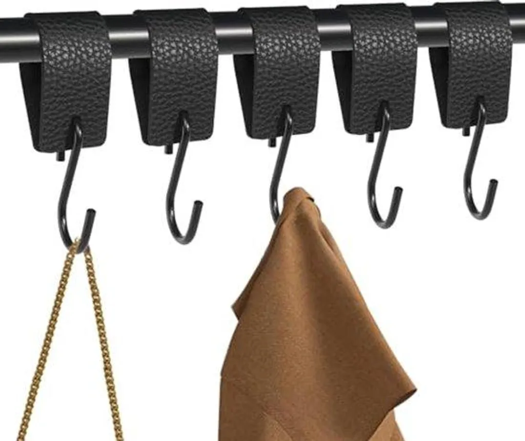 Crochets de Camping Robustes en Métal avec Attaches Cuir Noir Premium