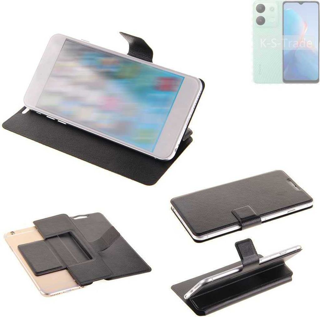 K-S-Trade Schutzhülle kompatibel mit Infinix Smart 7 (6515) Schutzhülle Flip Cover Klapphülle Wallet Case Slim Handyhülle bookstyle schwarz
