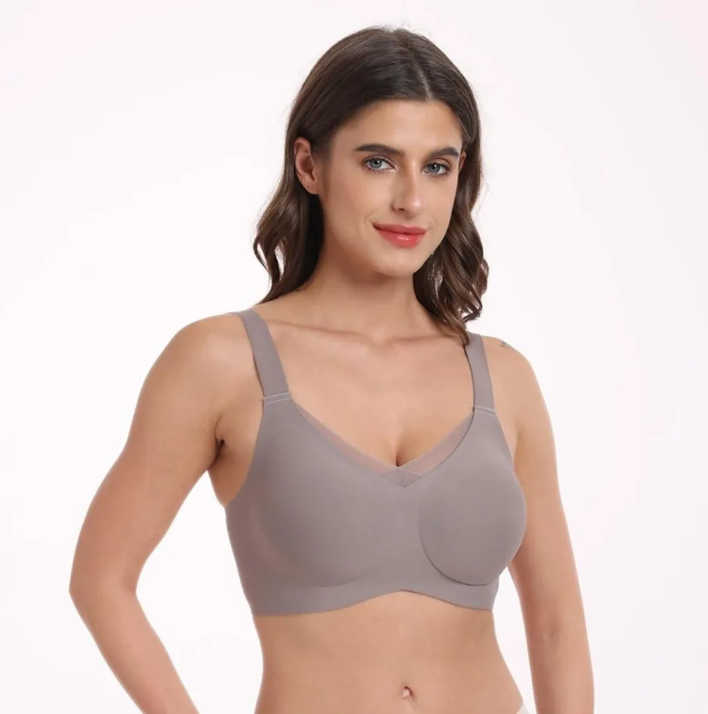 INF Reggiseno Seamless 3D Nylon Spandex XXL | Intimo Grigio Comfort