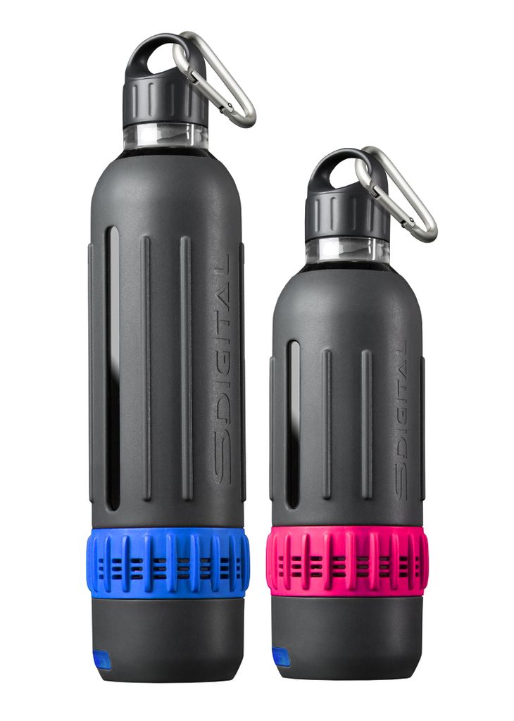 SDigital Spritz Marathon-Kit, Trinkflasche-Set mit Bluetooth-Lautsprecher (BPA-frei, MP3, 360 Grad-Sound, Spritzwassergeschützt)