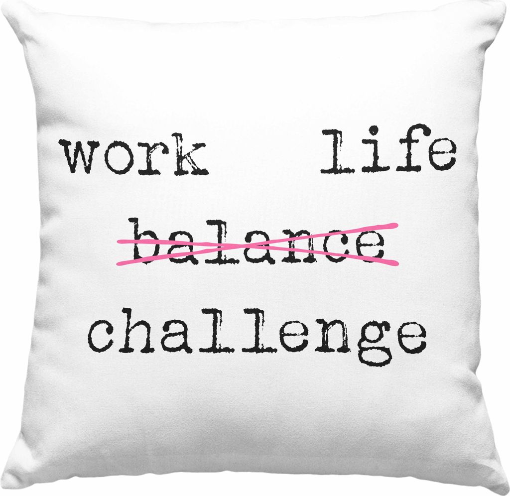 Trendation - Work Life Challange Deko-Kissen mit Füllung 40x40 mit Spruch Frauen Frau Geschenk Büro Arbeit Kollegin Kollege Geschenk (Grau)