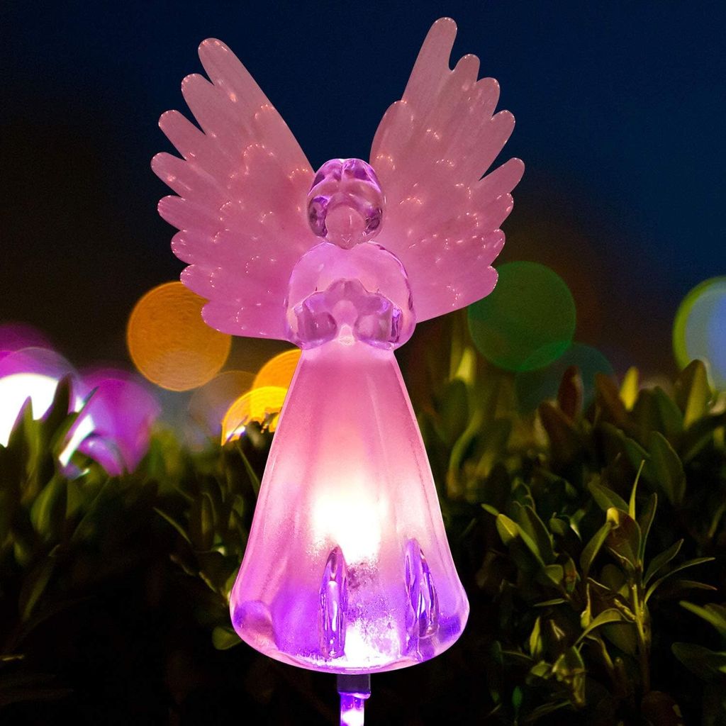 Engellampe Solar-Gartendekorationen Gartenlichter Solarbetriebene Gartengeschenke zum Muttertag Gartenengel Grabmarkierungen für den Friedhof für...