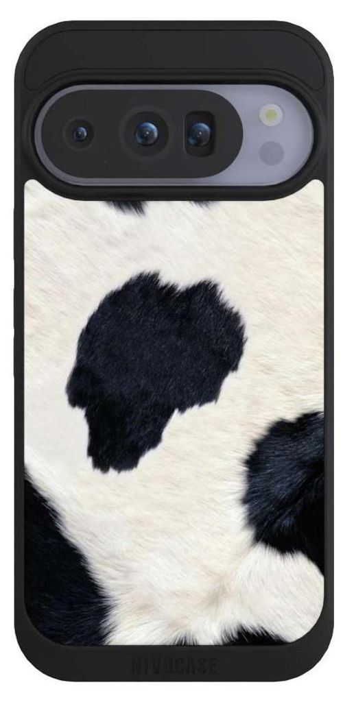 NIVOCASE Handyhülle für Google Pixel 10 Pro Hülle NIVOpure Case Schwarz Animal-Look Animalprint Kuhfell