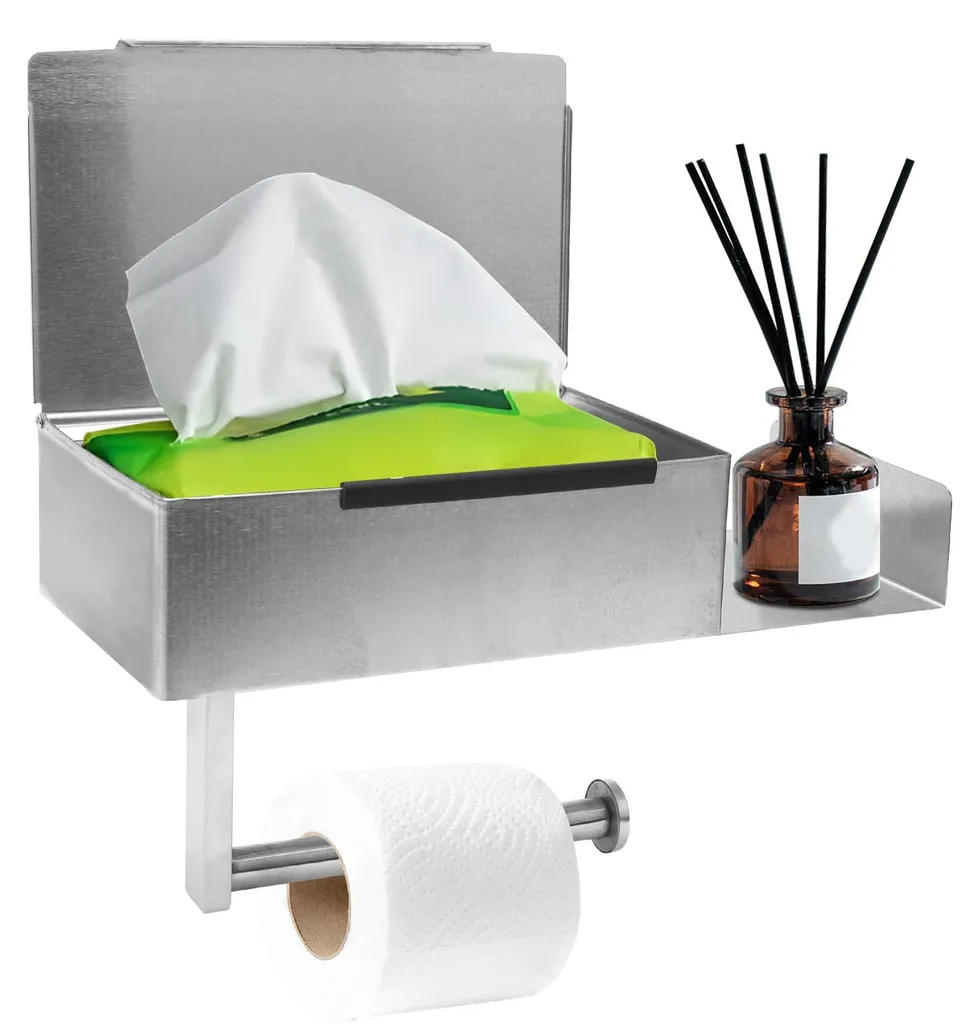 Porte-papier WC sans perçage argent : fini le désordre des lingettes