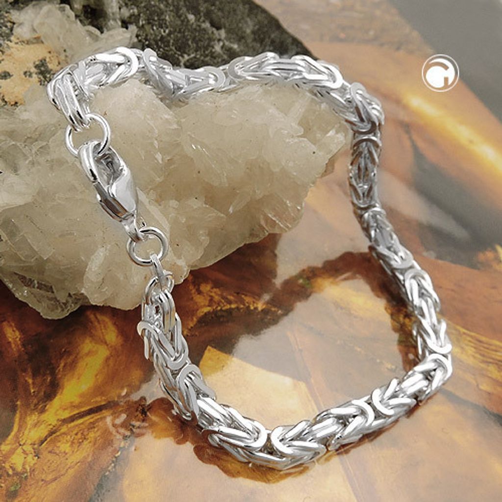 Armband 4mm Königskette vierkant glänzend Silber 925 19cm Produktbild 2