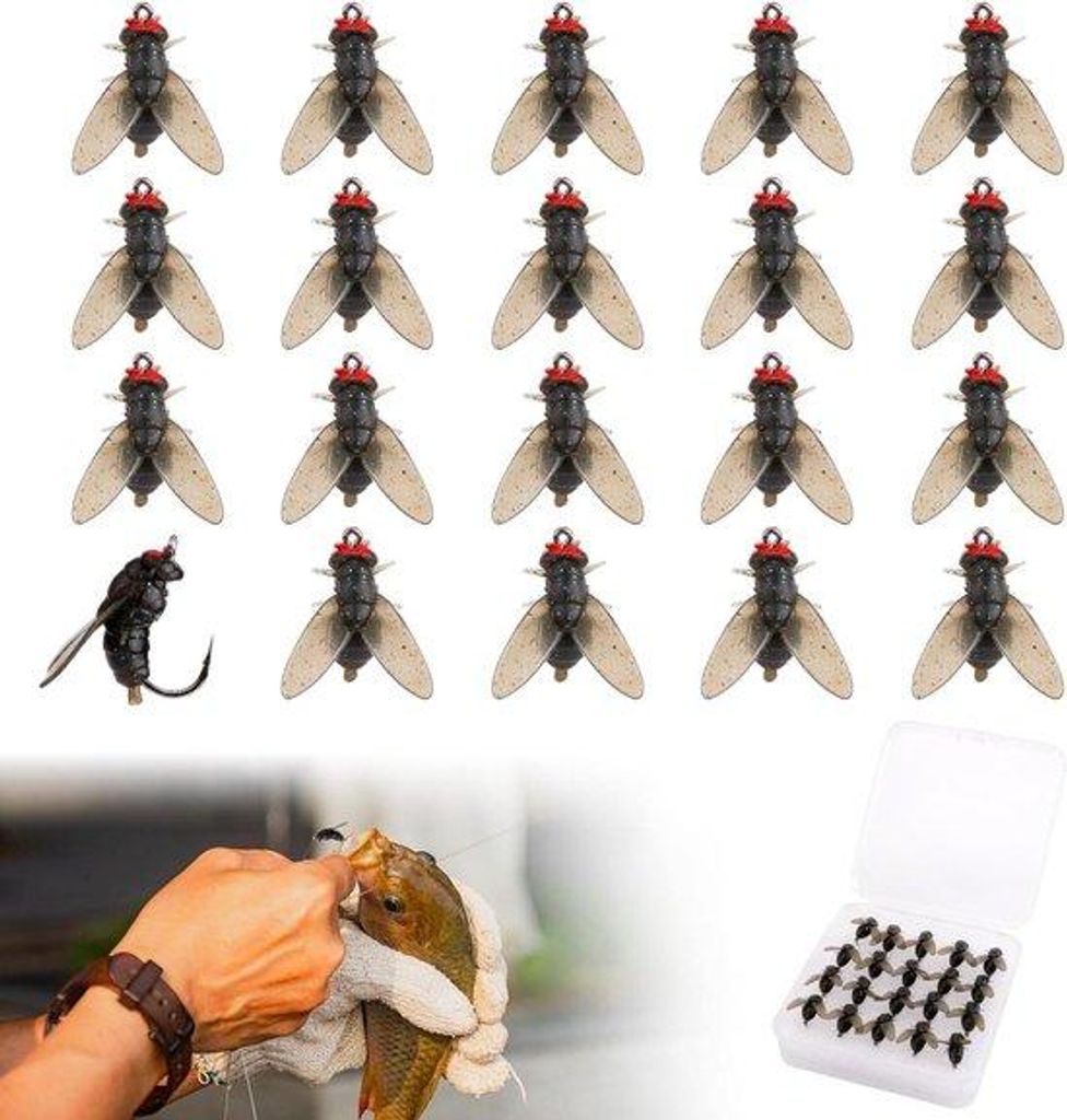 Forel-Lokt-Kit mit 20 Kunstfliegen, Kunstlachen, weichem Angelfischerei-Set, Herren-Fischereiausrüstung.
